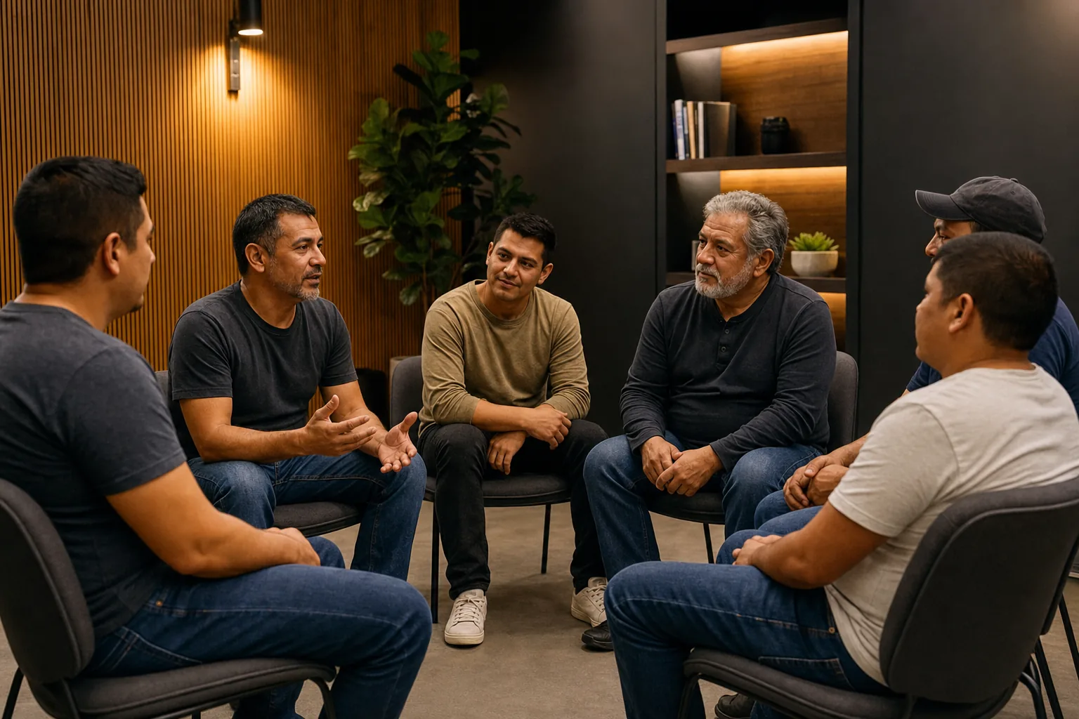 Grupo de apoyo durante una junta de estudio
